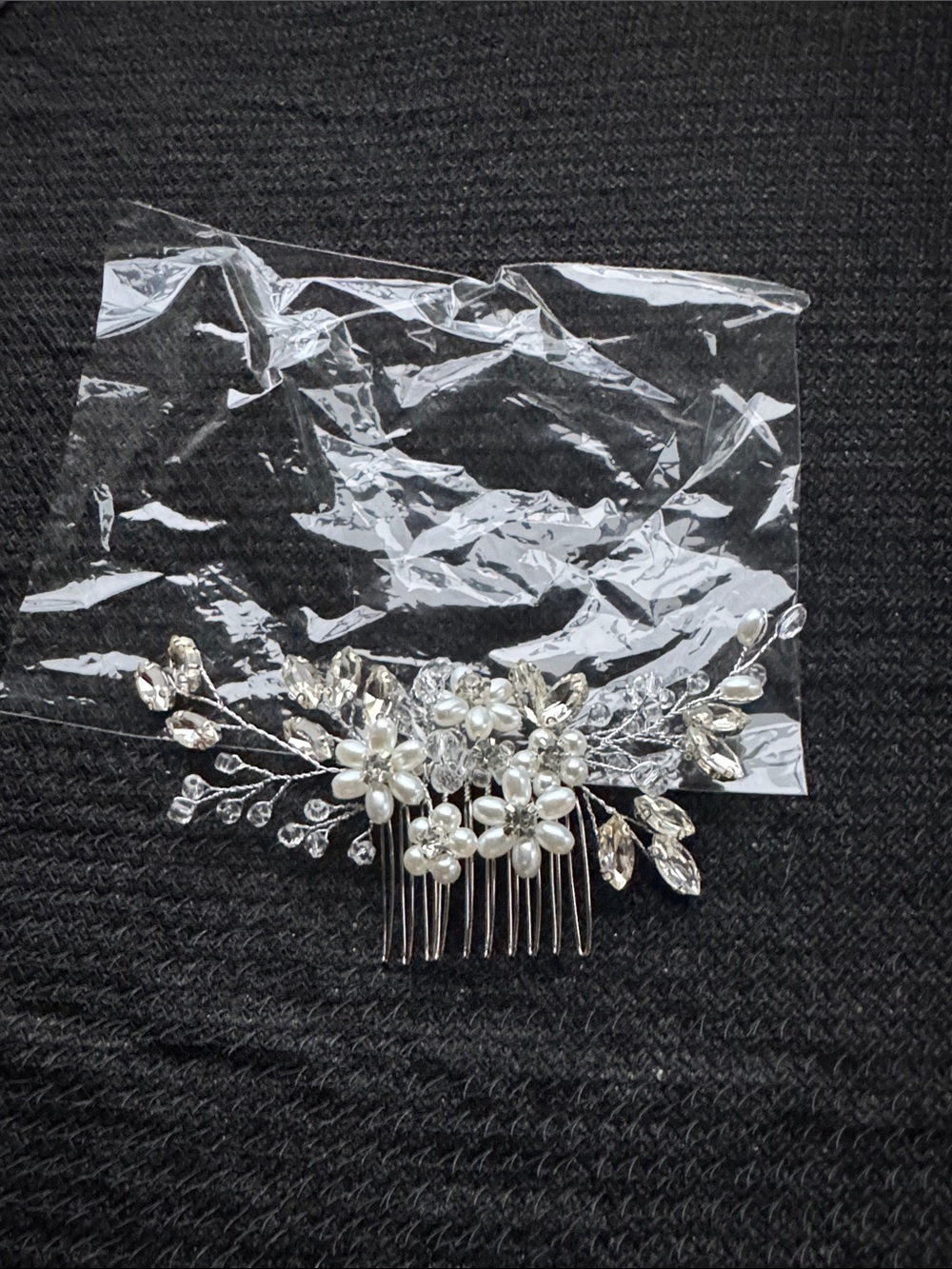 Pearl & Crystal Bridal Hair Comb - Silver